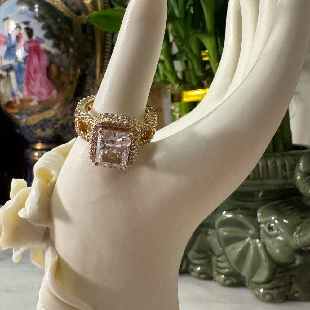 NADRI CZ Gold-Toned white tourmaline Women's Ring